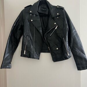 Stylish Black Vegan Leather Moto Jacket